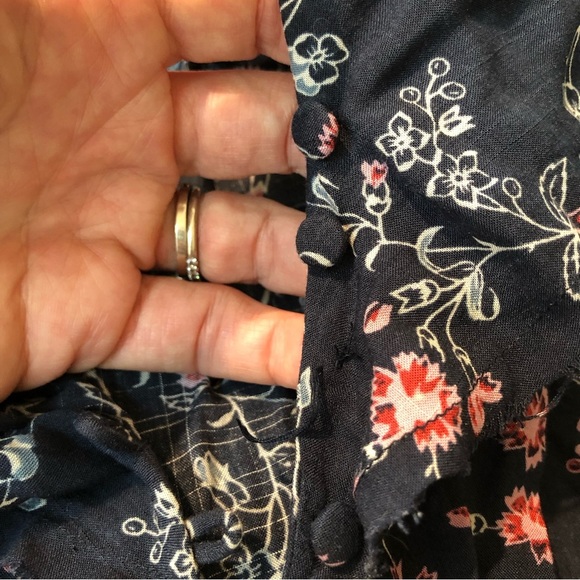 Paige Paletta jumpsuit navy and primrose floral crop lined legs belted S - Picture 11 of 13